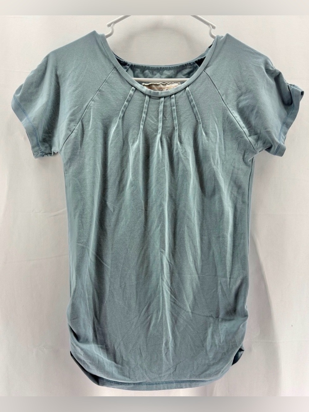 Aventura Women's Slate Blue Pleated Ruched Short Sleeve Top Size XS